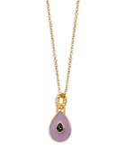 Argento Vivo Purple Enamel Oval Crystal Pendant Necklace, 16-18