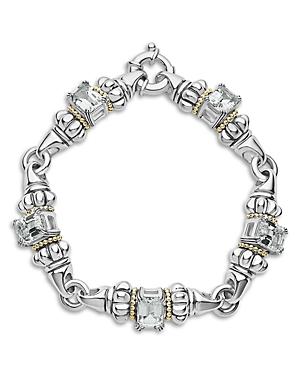 Lagos 18k Yellow Gold & Sterling Silver Glacier White Topaz Link Bracelet