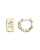 Zoe Lev 14k Yellow Gold Diamond Pear Huggie Hoop Earrings