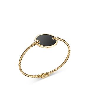 David Yurman 18k Yellow Gold Dy Elements Black Onyx & Diamond Bangle Bracelet