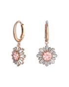 Swarovski Sunshine Pink Crystal Sun Drop Earrings In Rose Gold Tone