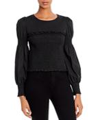 Lucy Paris Balloon-sleeve Smocked Top
