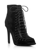 Kendall + Kylie Ginny Velvet Lace Up Open Toe Booties