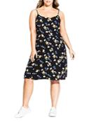 City Chic Plus Sleeveless Floral Button-front Dress