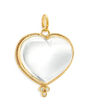 Temple St. Clair 18k Yellow Gold Rock Crystal & Diamond Heart Pendant
