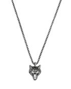 Gucci Sterling Silver Angry Forest Wolf Pendant Necklace, 18