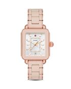 Michele Deco Sport Rose Gold-tone Desert Rose-wrapped Silicone Watch, 34mm X 36mm