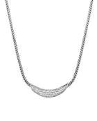 John Hardy Sterling Silver Classic Chain Silver Pave Diamond Arch Necklace, 16