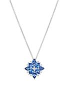 Bloomingdale's Sapphire & Champagne Diamond Starburst Pendant Necklace In 14k White Gold, 18 - 100% Exclusive