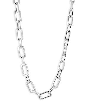 Nadri Golden Hour Cubic Zirconia Clasp Bold Link Necklace In Rhodium Plated, 18