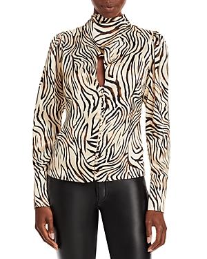 Nicholas Doris Silk Keyhole Front Printed Top