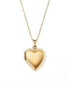 14k Yellow Gold Heart Locket Necklace, 22
