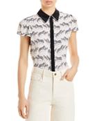 Alice And Olivia Latrina Silk Zebra Print Blouse