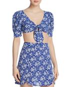 For Love & Lemons Zamira Floral-print Cropped Top