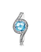 Pandora Ring - Sterling Silver, Cubic Zirconia & Crystal Sky Blue Radiant Embellishment
