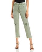 7 For All Mankind High Waist Cropped Straight Jeans In Mineral Olive