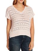 Vince Camuto Short-sleeve Open-stitch Top