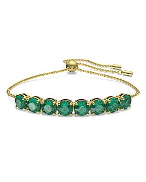 Swarovski Exalta Green Crystal Slider Bracelet In Gold Tone