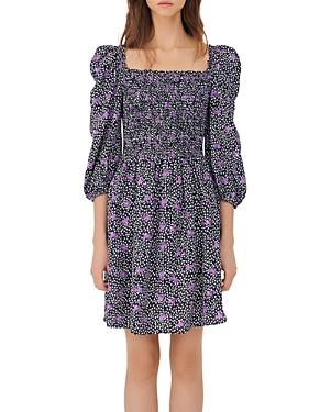 Maje Rappa Floral Print Smocked Dress