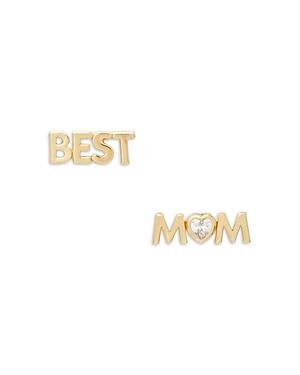 Kate Spade New York Love You, Mom Cubic Zirconia Best Mom Mismatch Stud Earrings In Gold Tone