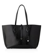 Whistles Regent Shiny Croc-embossed Leather Tote