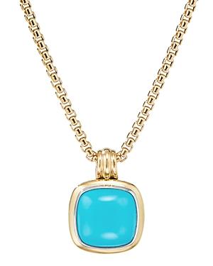 David Yurman Sterling Silver & 18k Yellow Gold Albion Reconstituted Turquoise Pendant