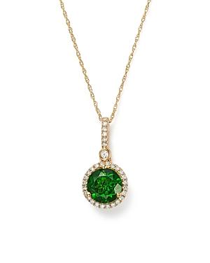 Chrome Diopside And Diamond Round Pendant Necklace In 14k Yellow Gold, 18 - 100% Exclusive