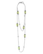 Lagos 18k Gold And Sterling Silver Caviar Color Station Necklace With Green Quartz, 34