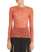 Etro Paisley Mesh Long Sleeve Top
