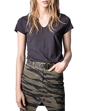 Zadig & Voltaire Tunsien Graphic Logo V Neck Tee