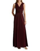 Lauren Ralph Lauren Pleated Crossover Gown