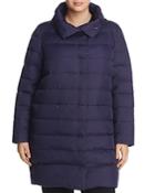 Eileen Fisher Plus Funnel Neck Quilted Puffer Coat