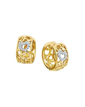 Gumuchian 18k Yellow Gold Tiny Hearts Diamond Huggie Hoop Earrings