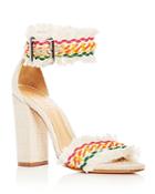 Schutz Women's Zoola Woven Ankle Strap High Block Heel Sandals