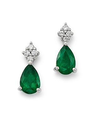 Bloomingdale's Emerald & Diamond Teardrop Earrings In 14k White Gold - 100% Exclusive