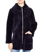 Sandro Penny Shearling Hooded Coat