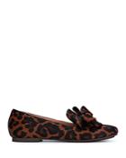 Gentle Souls By Kenneth Cole Women's Eugene Bow Accent Leopard Print Calf Hair Flats