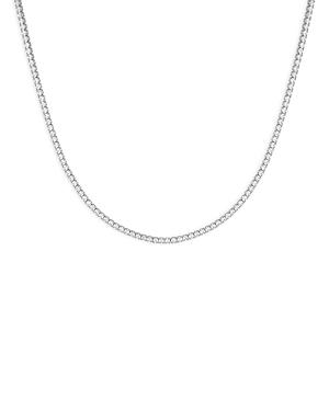 Adinas Jewels Cubic Zirconia Classic Thin Tennis Necklace In Sterling Silver, 15