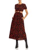 Staud Calypso Floral Print Cutout Maxi Dress