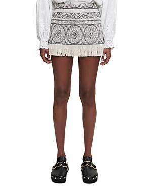 Maje Iapiro Jacquard Fringe Mini Skirt