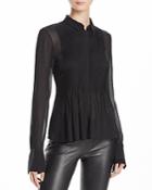 Theory Dionelle Pleated Silk Shirt