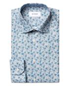 Eton Cotton Floral Print Convertible Cuff Slim Fit Dress Shirt