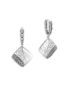 John Hardy Sterling Silver Classic Diamond Pave Square Drop Earrings