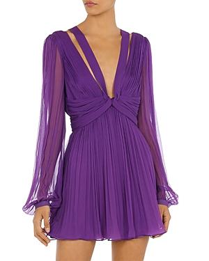 Alberta Ferretti Silk Chiffon Pleated Mini Dress