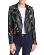 Blanknyc Budding Romance Embroidered Faux Leather Moto Jacket