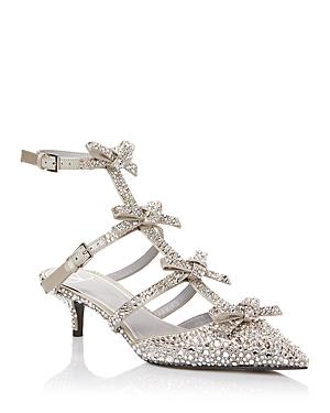 Valentino Garavani Women's French Bows Rhinestone Kitten Heel Pumps
