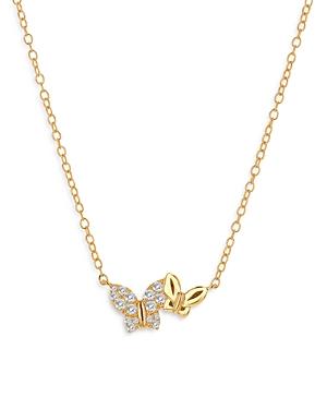 Bloomingdale's Butterfly Pendant Necklace In 14k Yellow Gold, 0.15 Ct. T.w. - 100% Exclusive