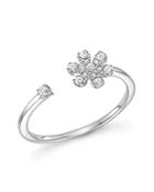Diamond Flower Ring In 14k White Gold, .10 Ct. T.w.