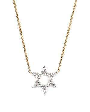Diamond Star Of David Pendant Necklace In 14k Yellow Gold, .20 Ct. T.w.