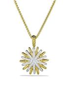 David Yurman Starburst Small Pendant With Diamonds In Gold On Chain